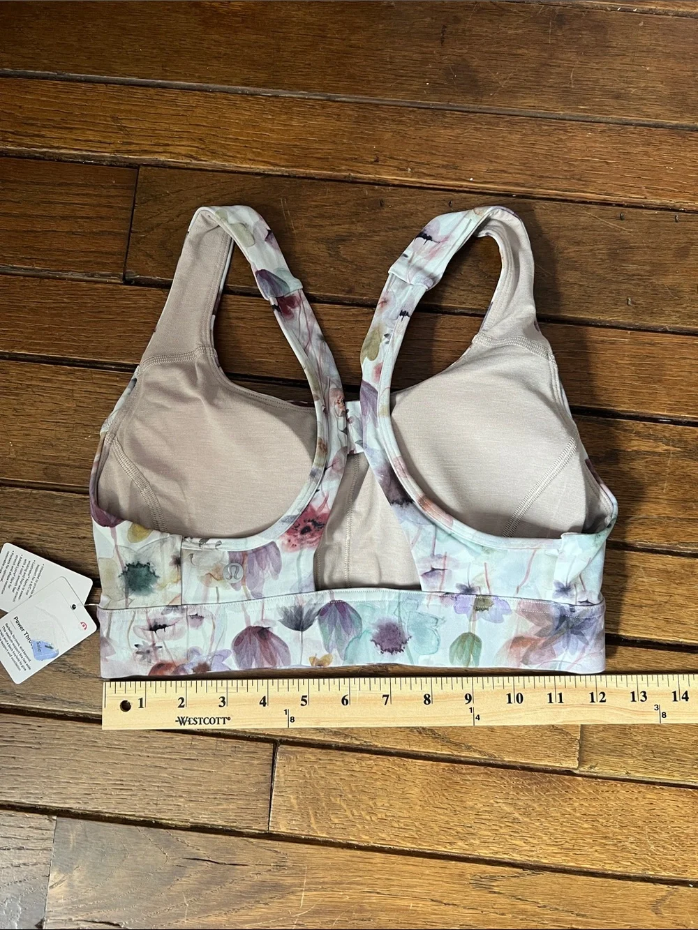 Lululemon Watercolor Floral Power Through Sports Bra Size 6 NWT